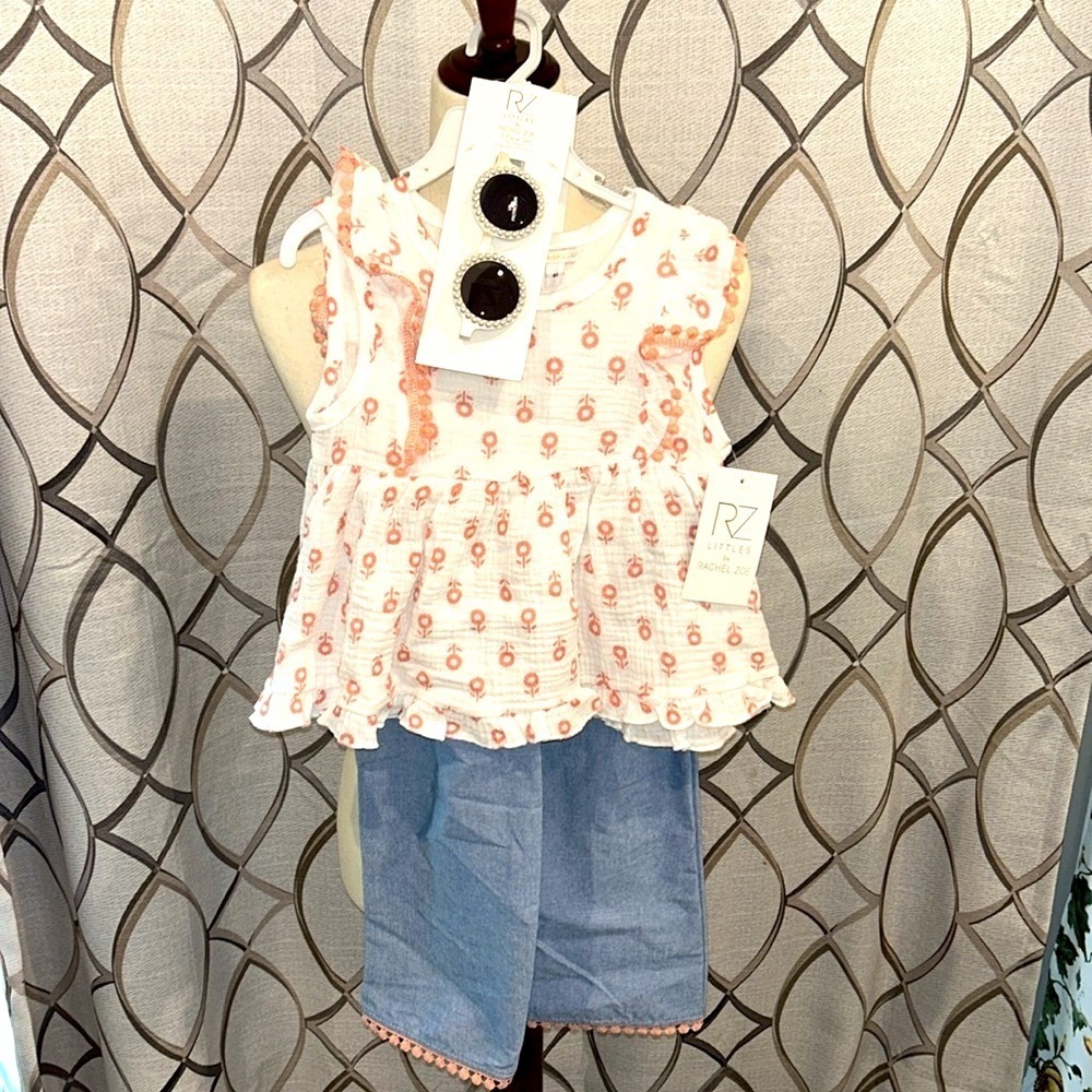 NEW 3 piece Rachel Zoe Toddler Outfit: Top, Pants, and Sunglasses Size 4T